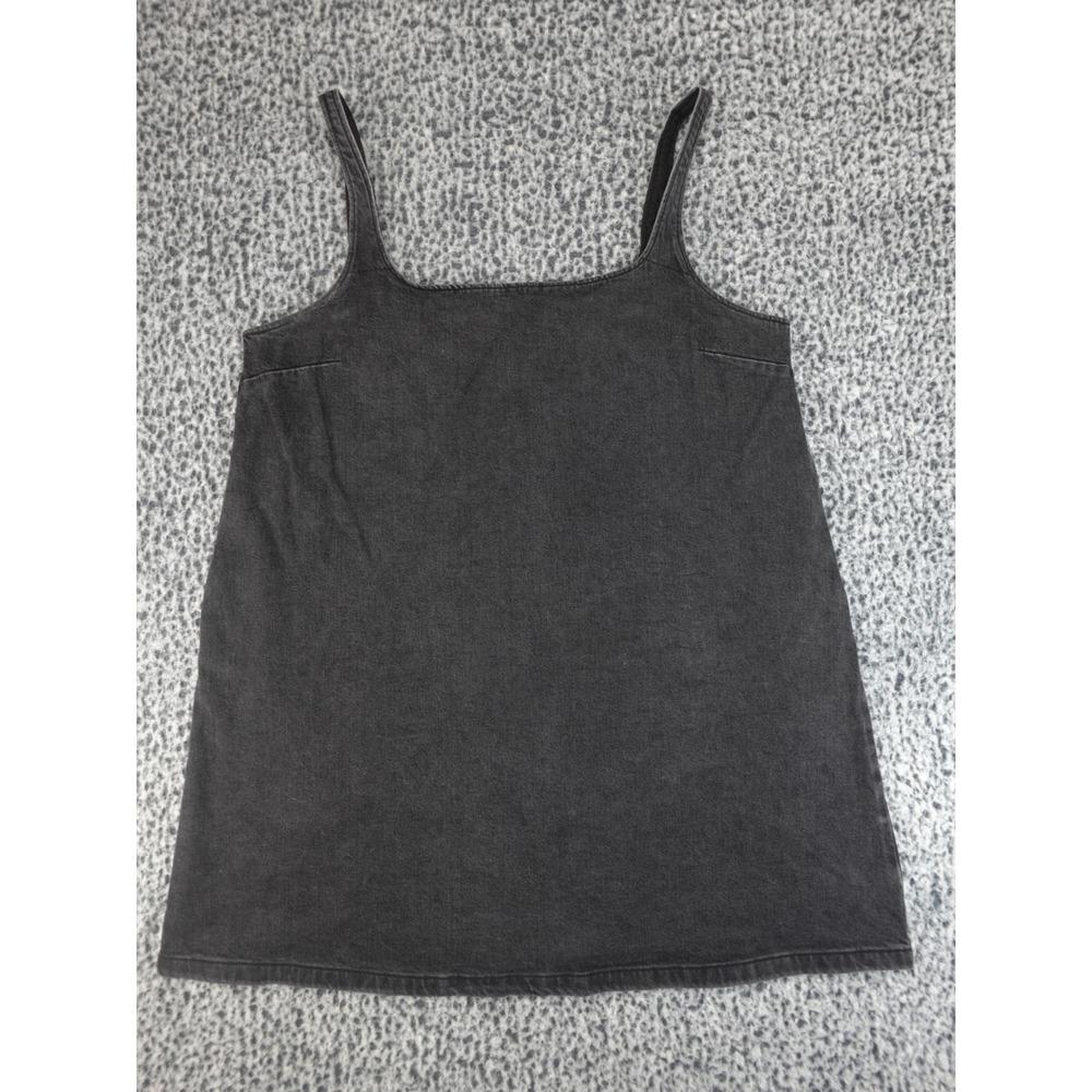 ASOS DESIGN Denim Cami Top Womens US 14 Black Good Square Neck Stretch Sleeveles